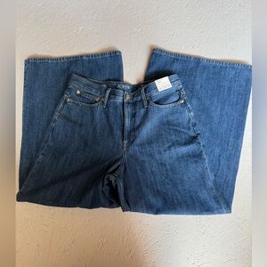 J.Crew Women's Petite High-Rise Super-Wide Leg Blue Jeans Size 31P 100% Cotton